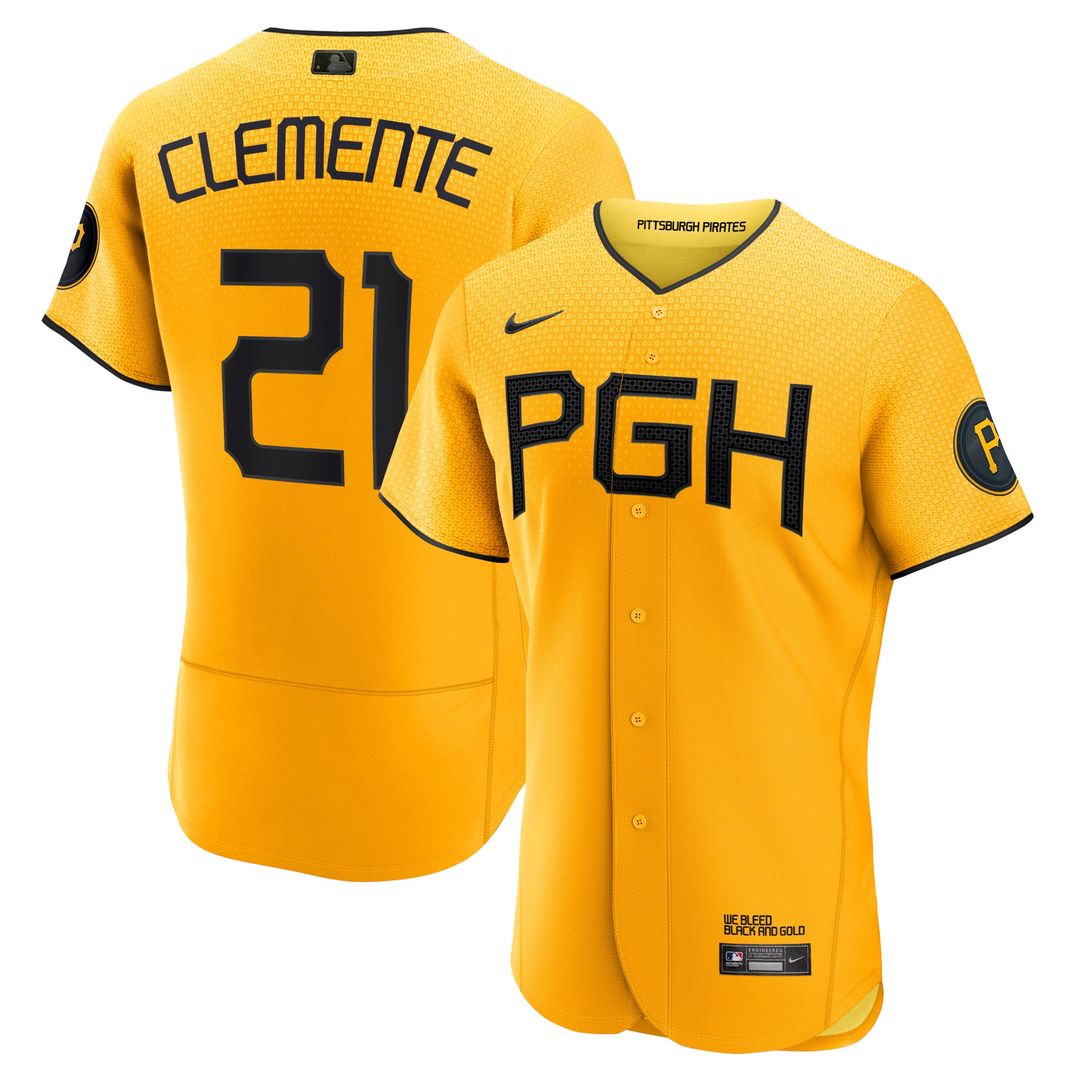 Roberto Clemente Pittsburgh Pirates Authentic Player Jersey - Gold