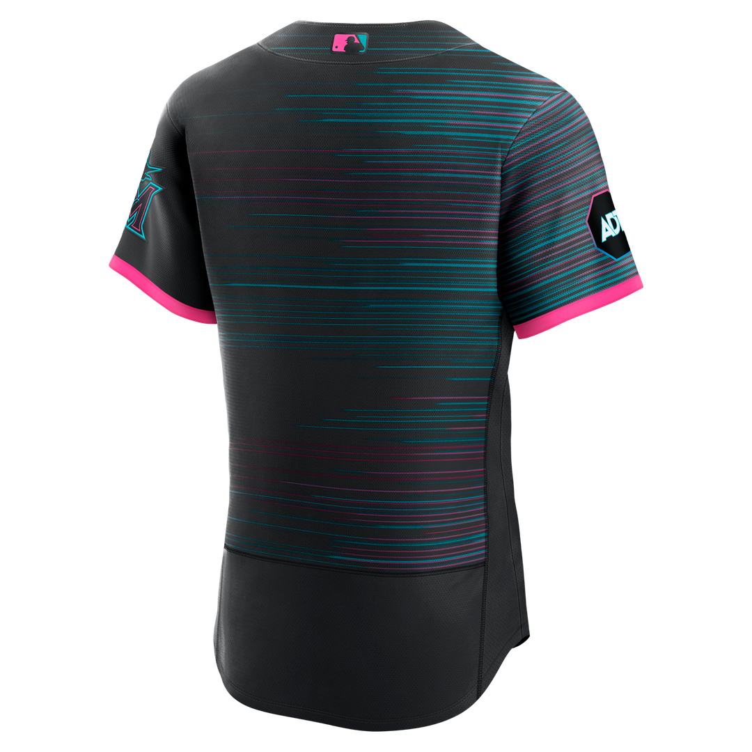 Miami Marlins Authentic Sponsor Patch Jersey - Black