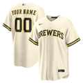 Milwaukee Brewers Home Replica Custom Jersey - Cream