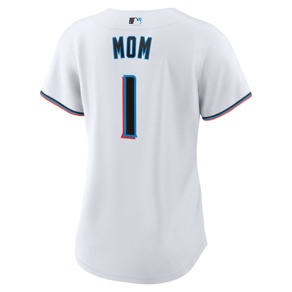 Miami Marlins Women's #1 Mom Home Jersey - White