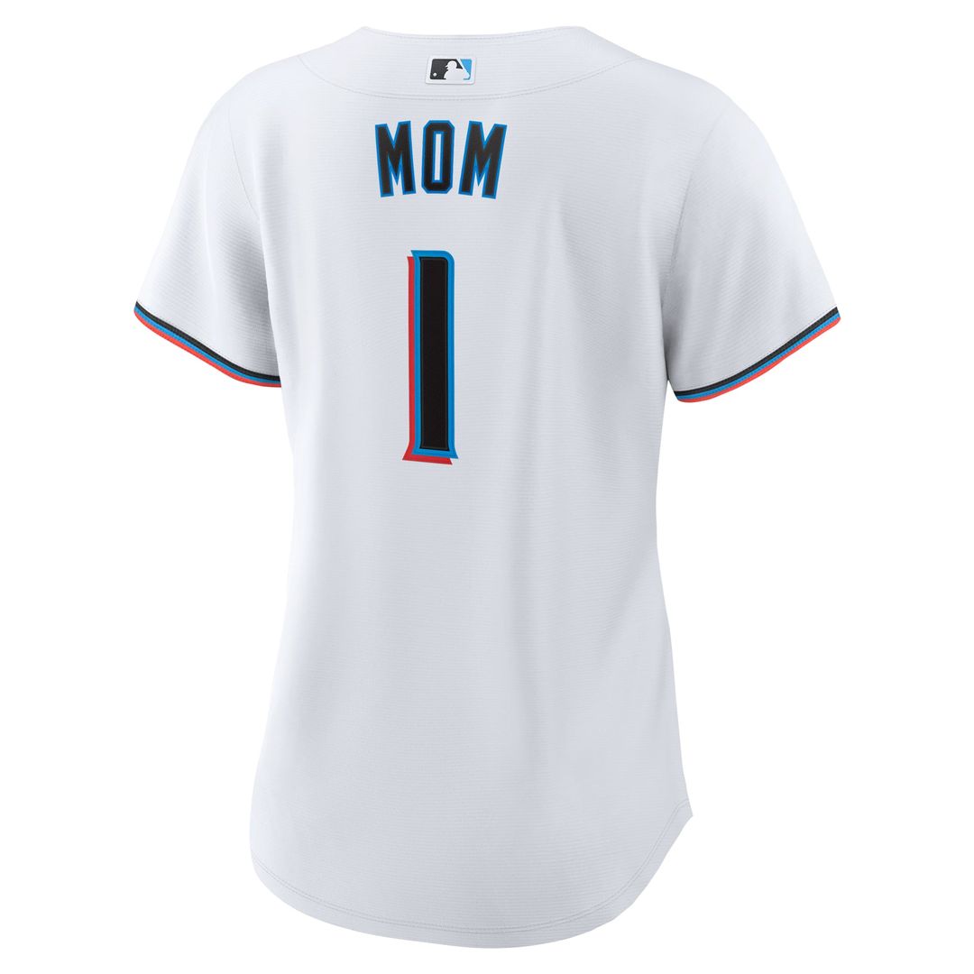 Miami Marlins Women's #1 Mom Home Jersey - White