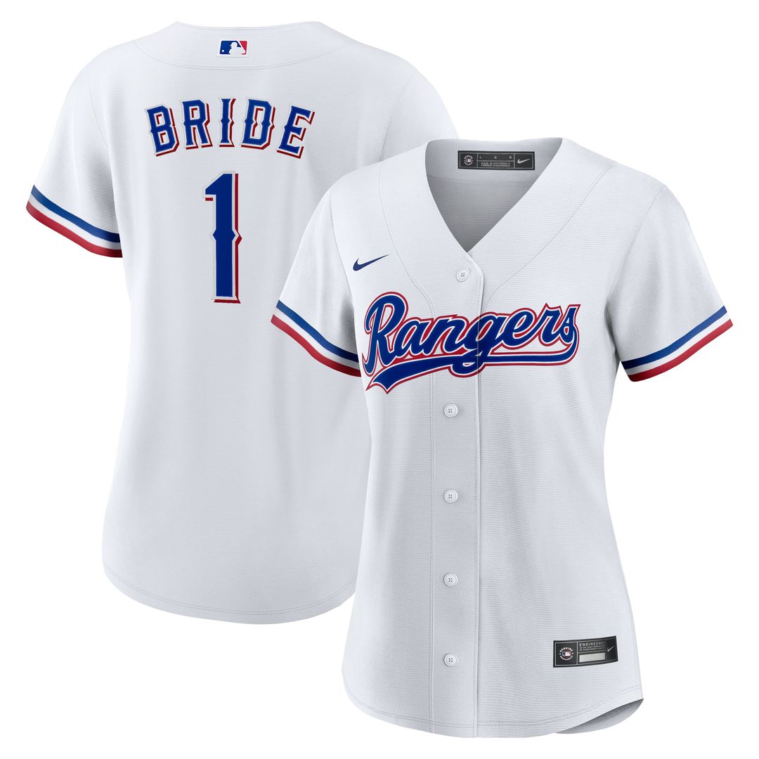 Texas Rangers Women's #1 Bride Home Jersey - White