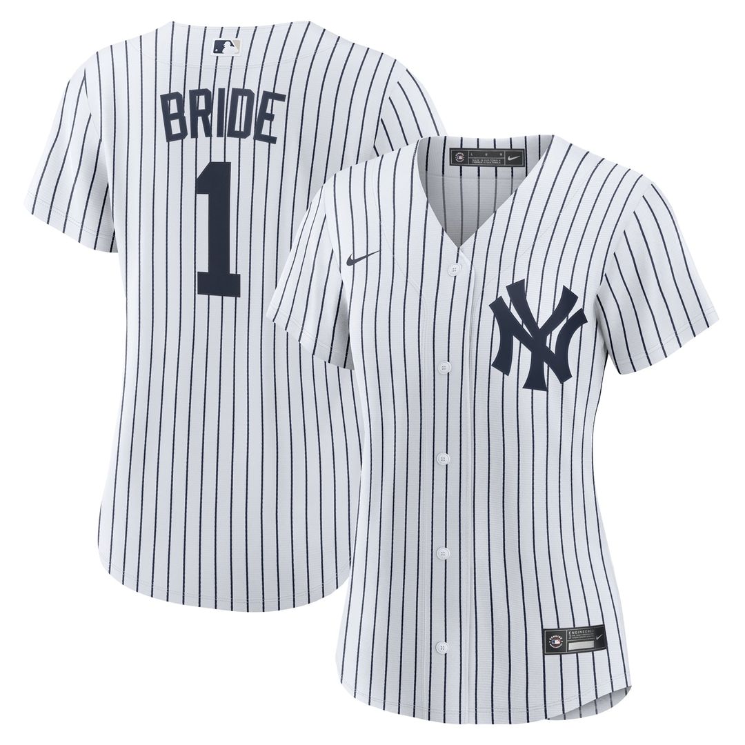 New York Yankees Women's #1 Bride Home Jersey - White