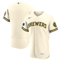 Milwaukee Brewers Home Sponsor Patch Jersey - Cream