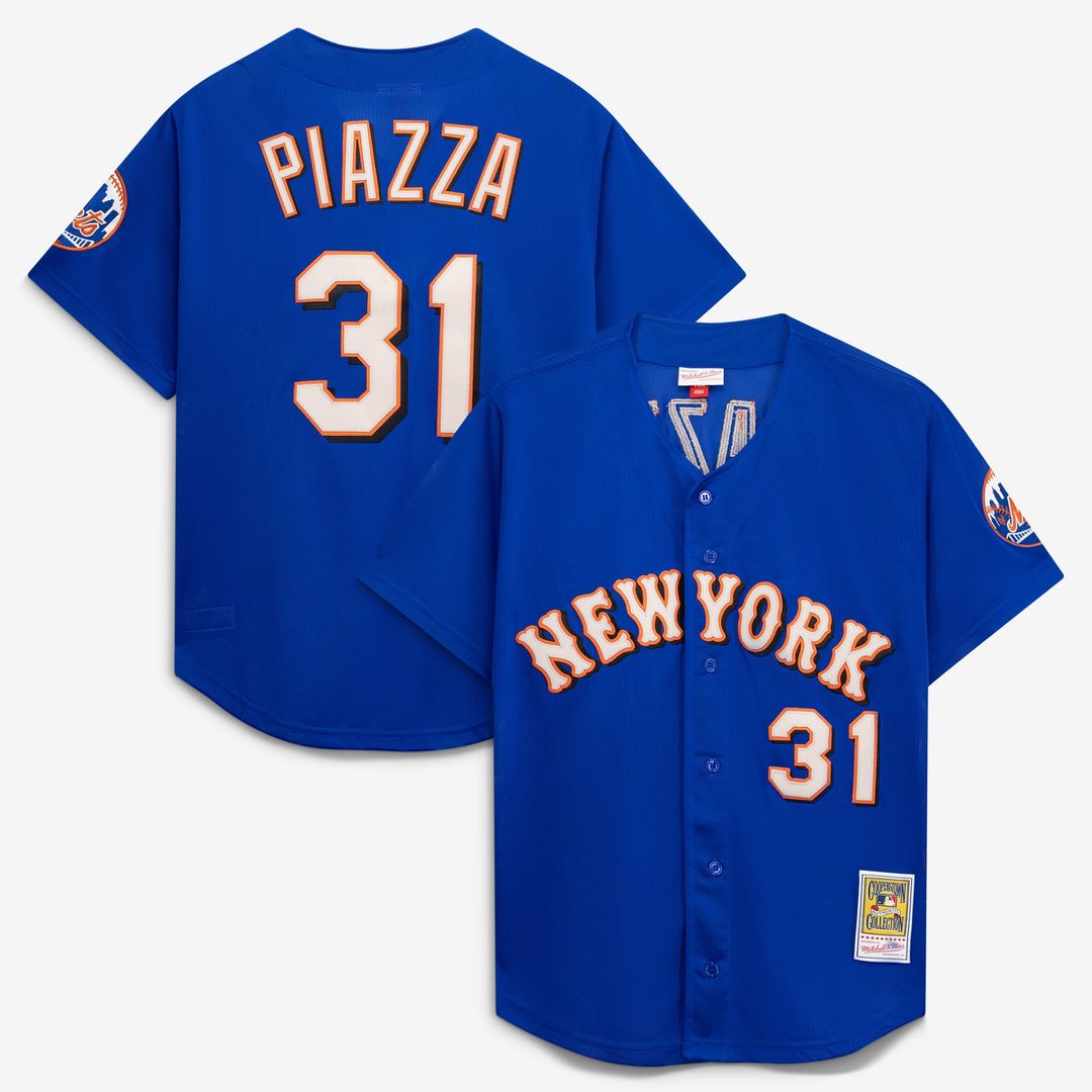 Mike Piazza New York Mets Mesh Batting Practice Button-Up Jersey - Orange