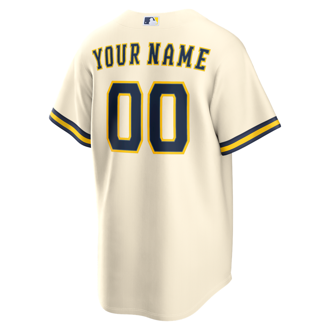 Milwaukee Brewers Home Replica Custom Jersey - Cream