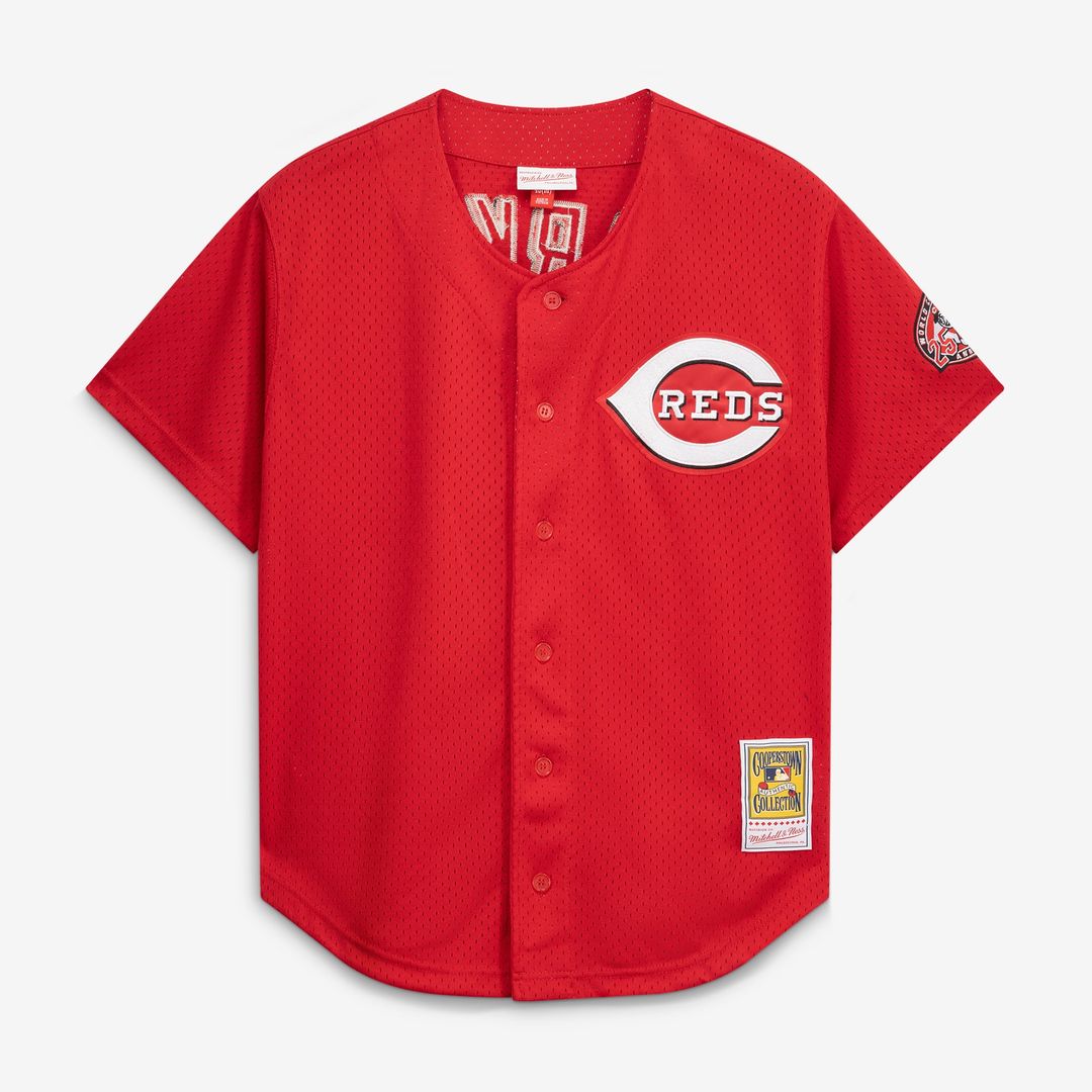 Barry Larkin Cincinnati Reds Throwback Cooperstown Mesh Jersey - Red