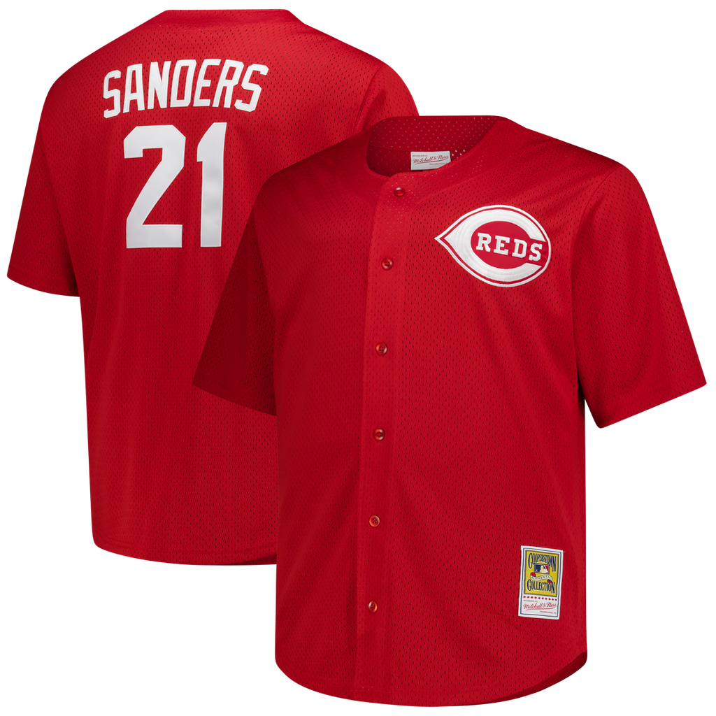 Deion Sanders Cincinnati Reds Big & Tall Cooperstown Mesh Jersey - Red