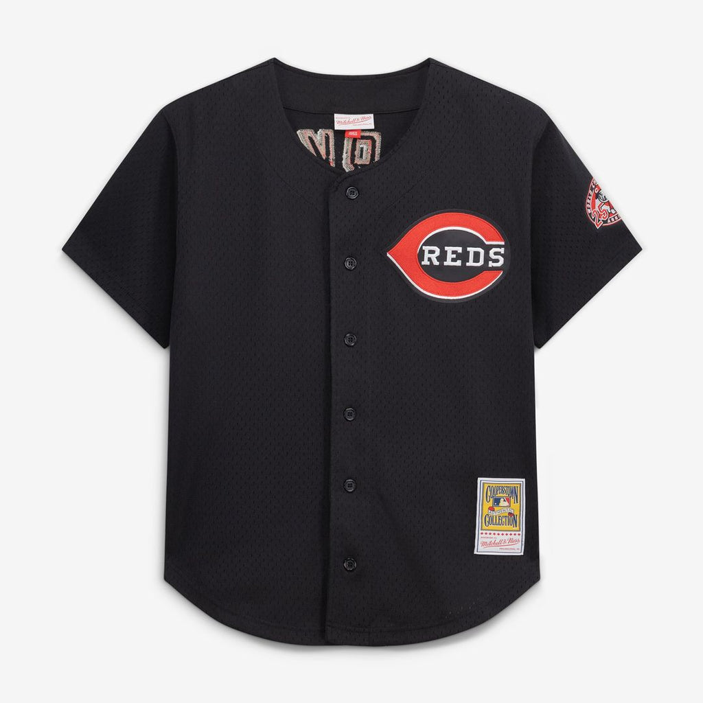 Barry Larkin Cincinnati Reds Throwback Cooperstown Mesh Jersey - Red