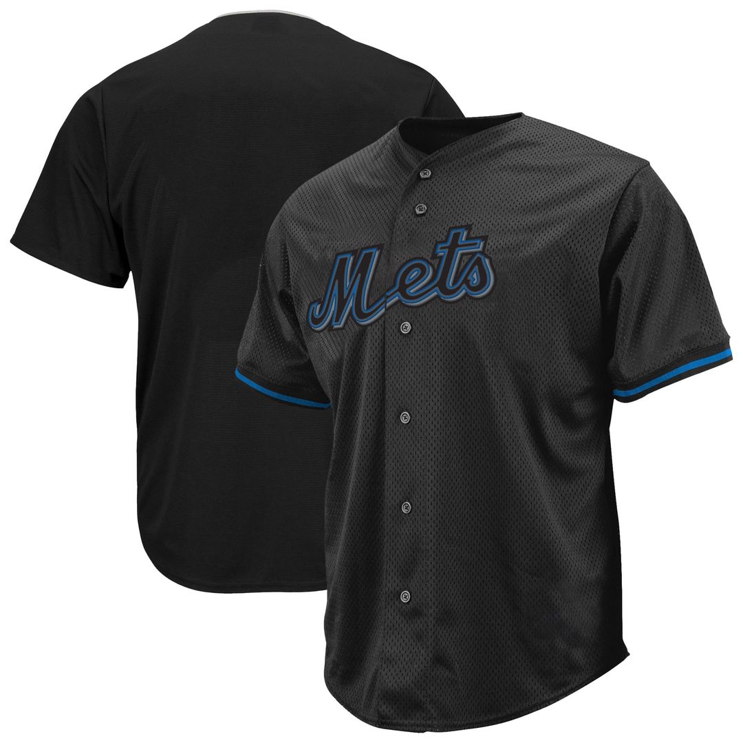 New York Mets Big & Tall Pop Fashion Jersey - Black