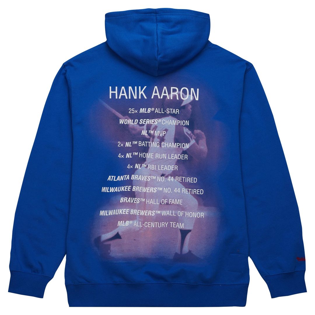 Hank Aaron Atlanta Braves Vintage Logo Name & Number Pullover Hoodie - Royal