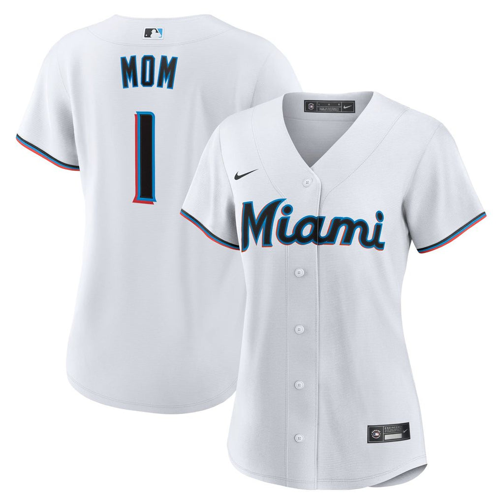 Miami Marlins Women's #1 Mom Home Jersey - White