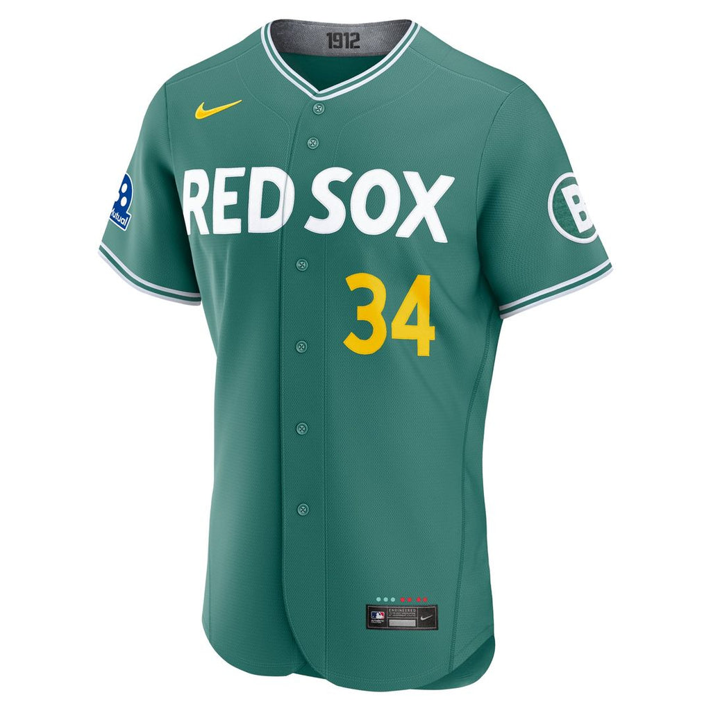 David Ortiz Boston Red Sox Authentic Carry-Over Jersey with Sponsor Patch - Green