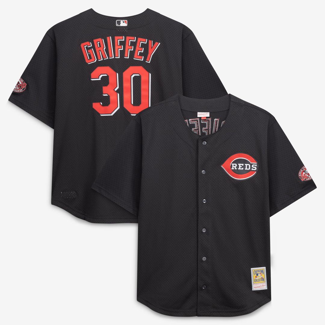 Ken Griffey Jr. Cincinnati Reds Big & Tall Cooperstown Mesh Jersey - Black