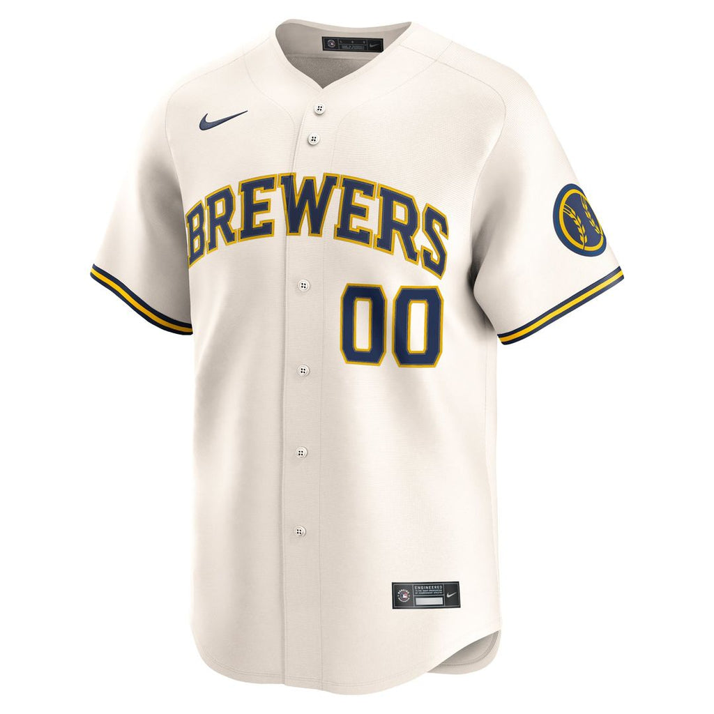 Milwaukee Brewers Home Limited Custom Jersey - Cream