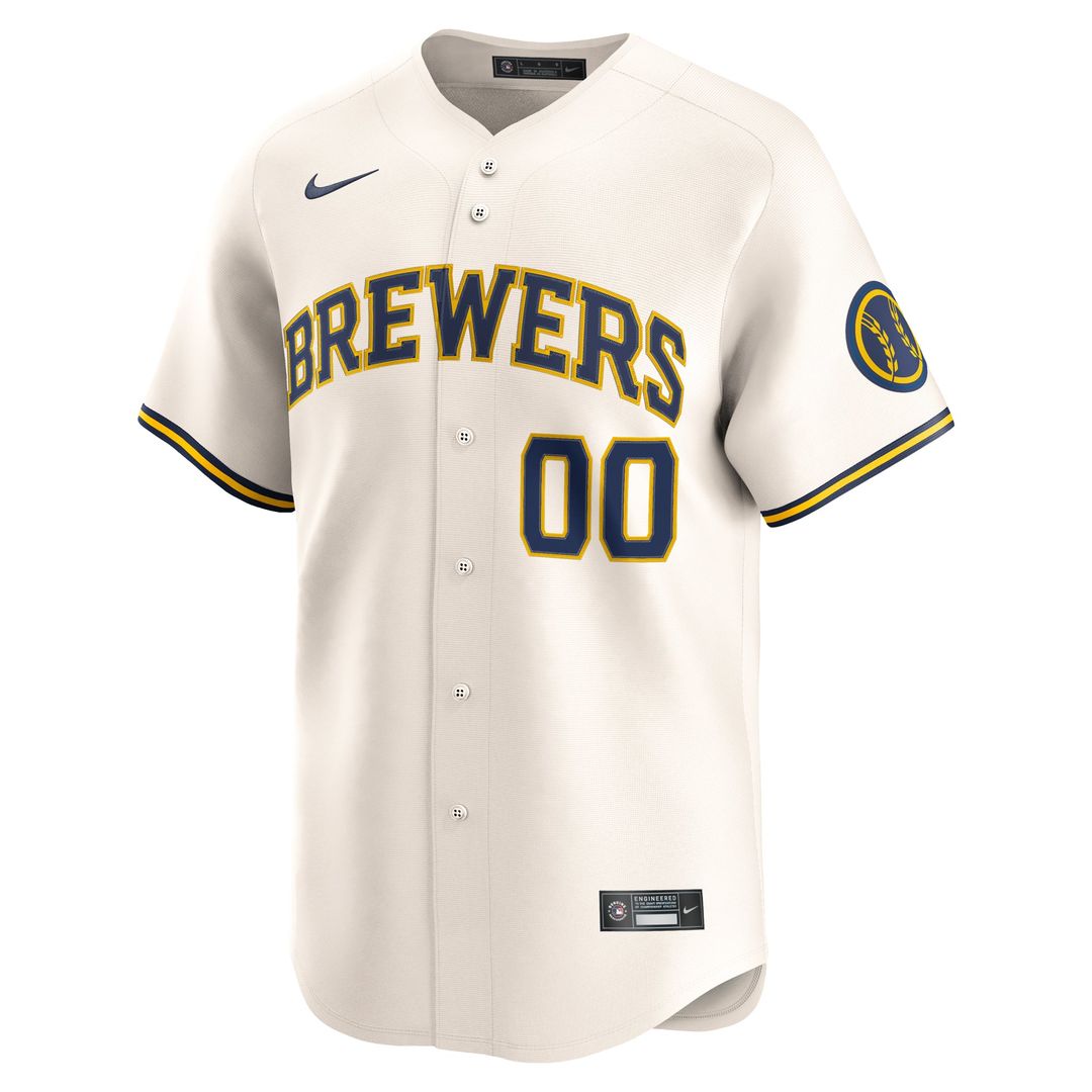 Milwaukee Brewers Home Limited Custom Jersey - Cream