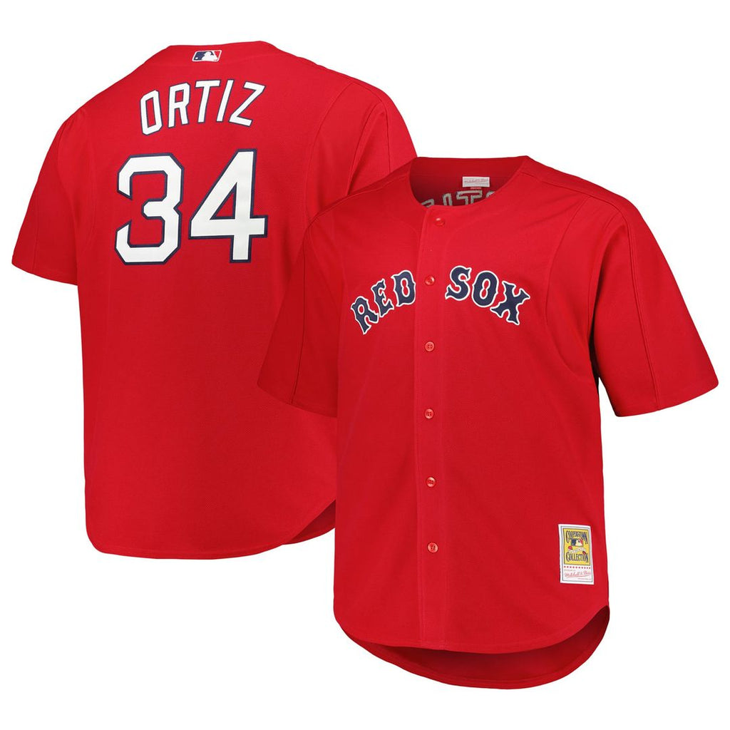 David Ortiz Boston Red Sox Big & Tall Cooperstown Mesh Jersey - Red