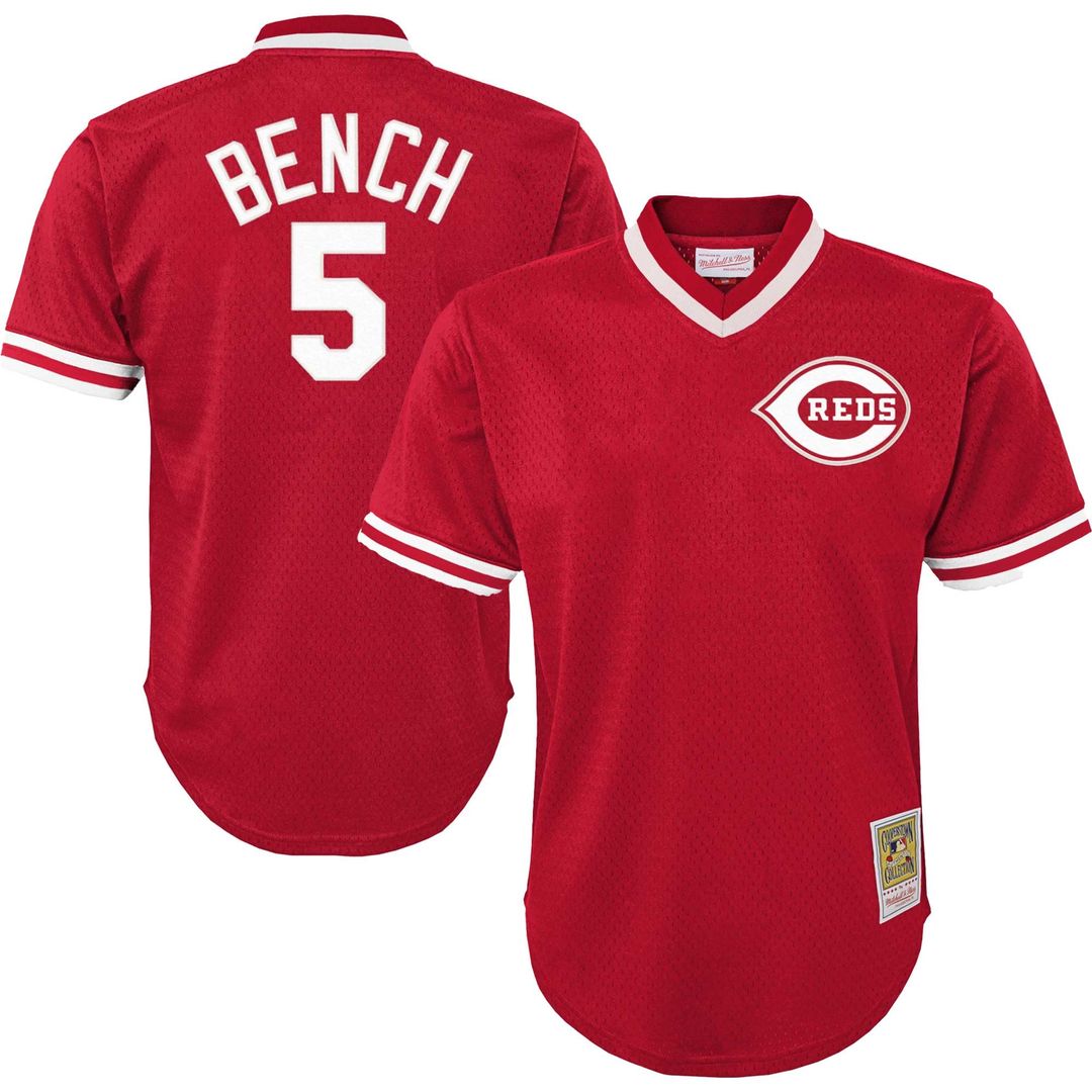 Johnny Bench Cincinnati Reds Youth Mesh Jersey - Red