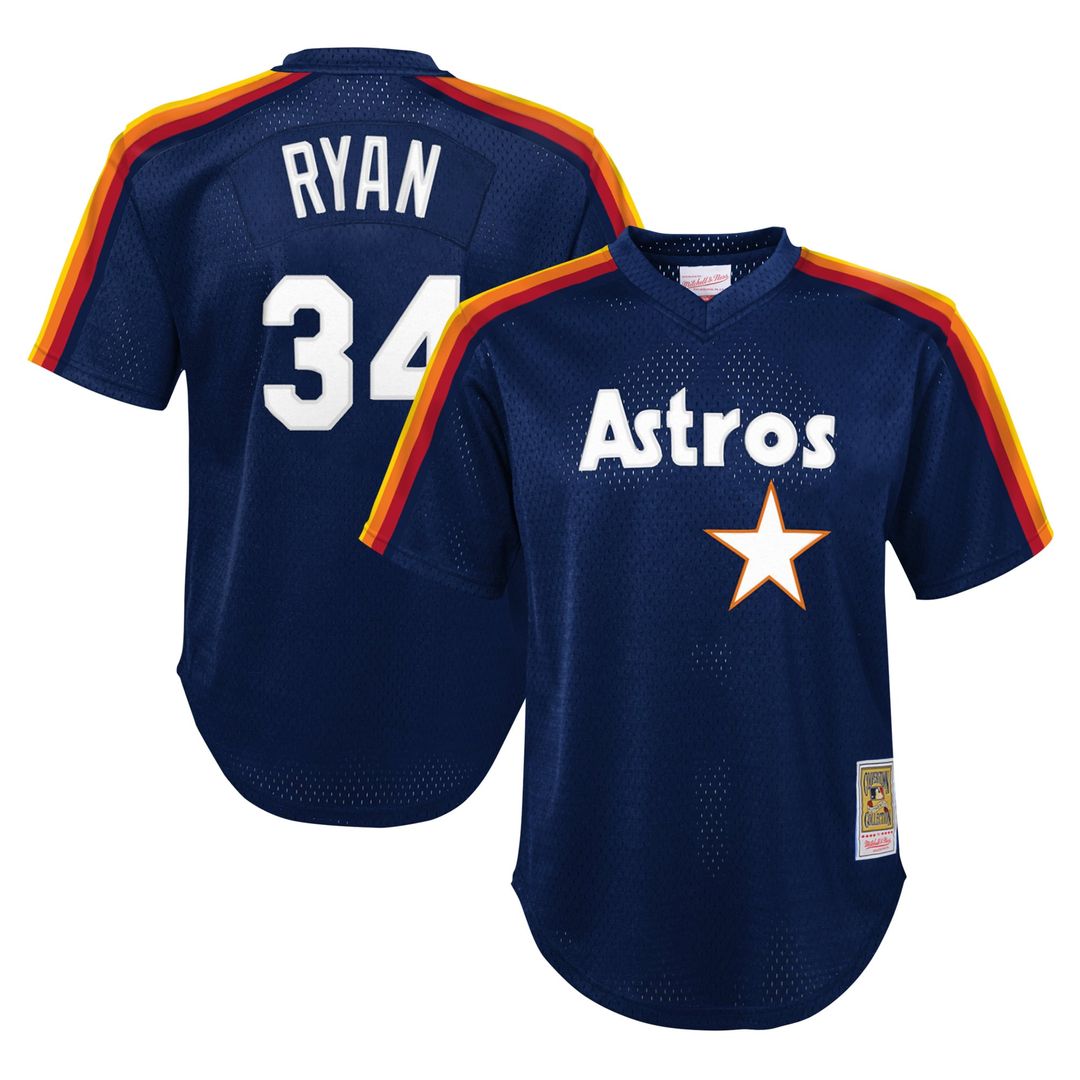 Nolan Ryan Houston Astros Youth Mesh Jersey - Navy