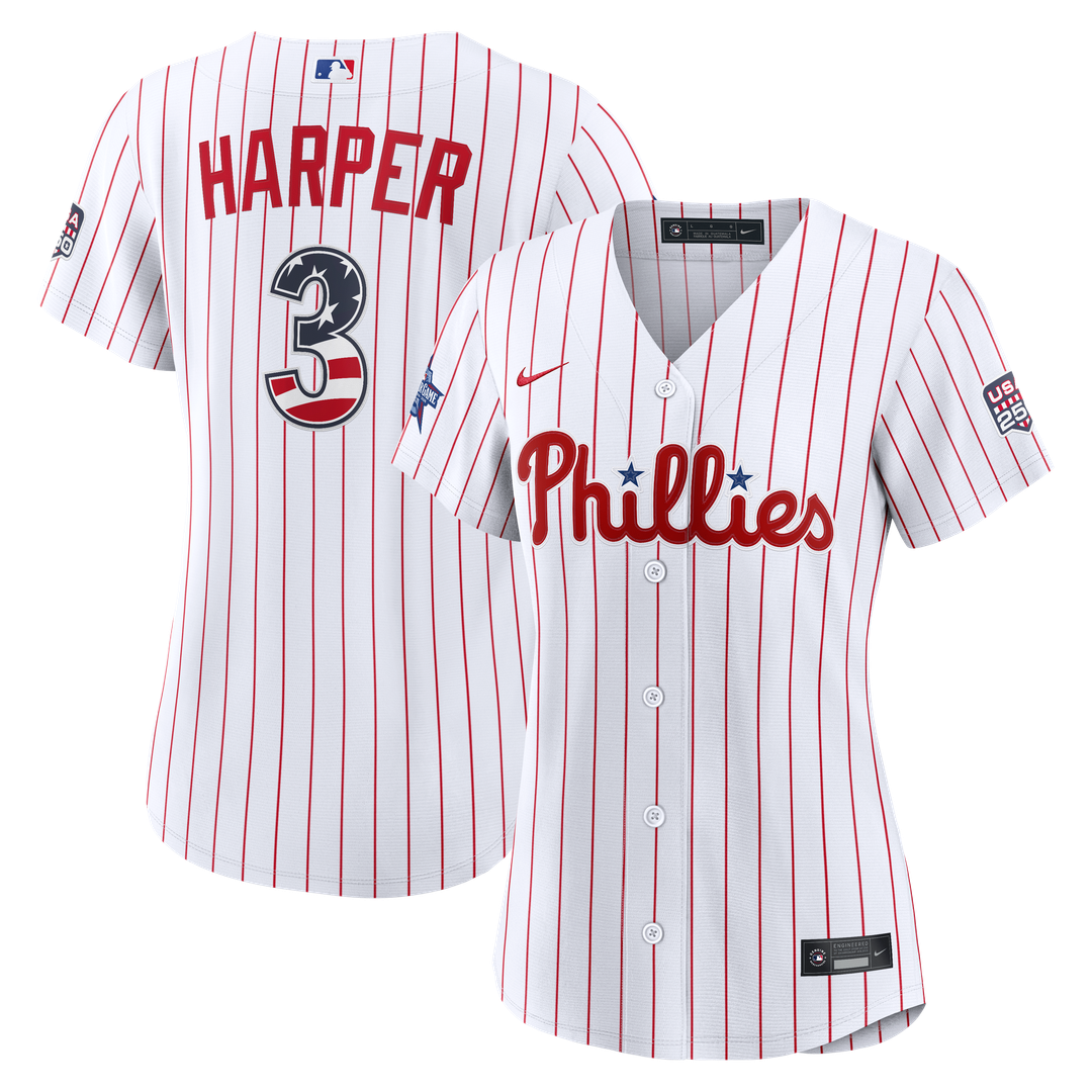 2026 All-Star Edition Stars & Stripes Women's Philadelphia Phillies Bryce Harper White Jersey