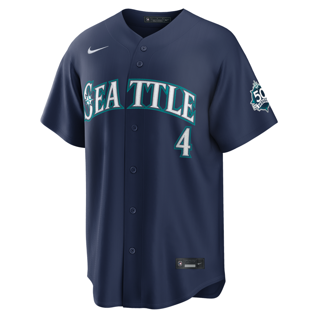 Colt Emerson Seattle Mariners Road 50th Season Anniversary Patch Jersey - Navy
