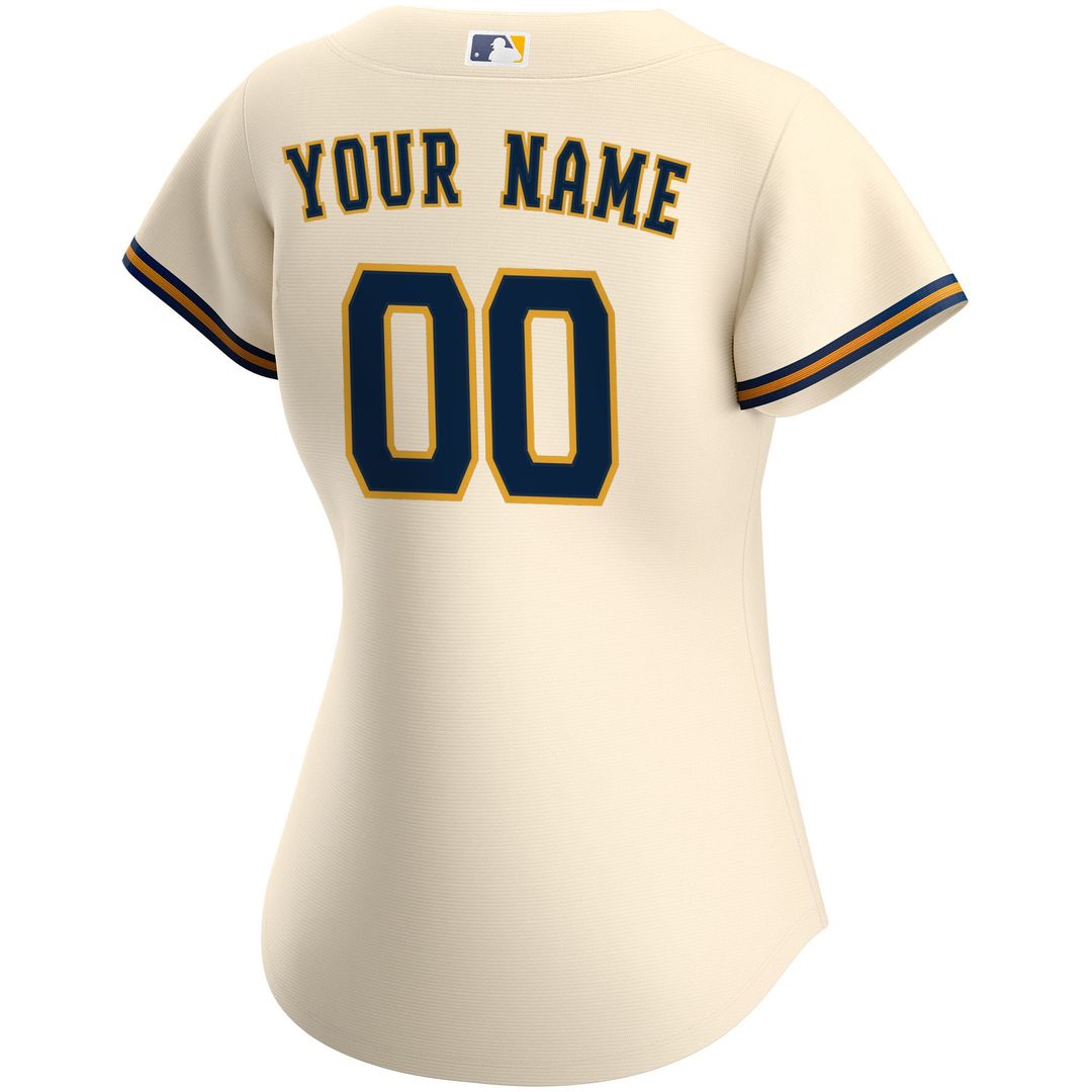 Milwaukee Brewers Women's Home Replica Custom Jersey - Cream