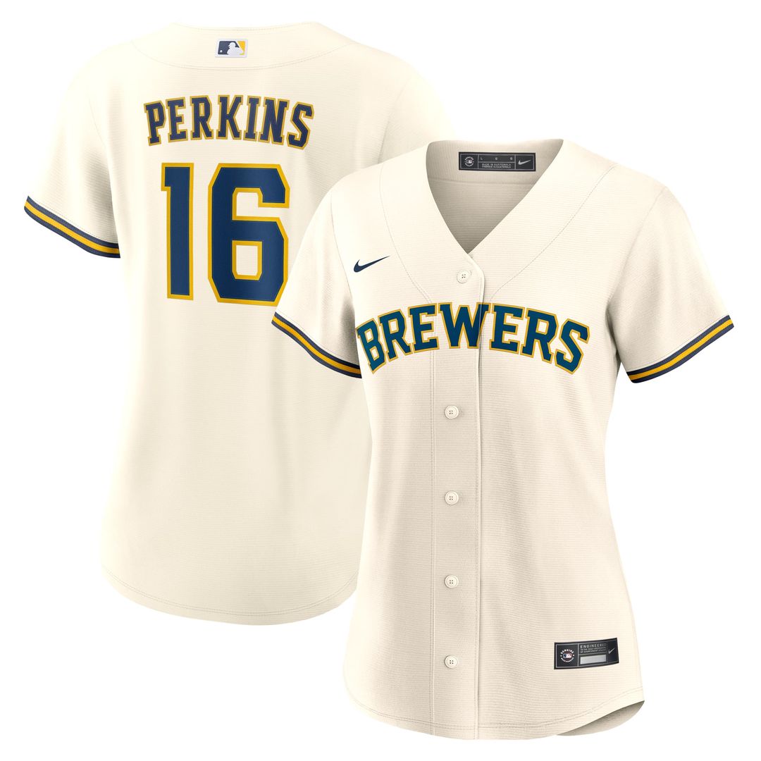 Blake Perkins Milwaukee Brewers Women's Home Jersey - Cream