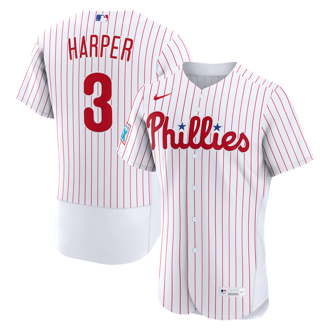 Bryce Harper Philadelphia Phillies Home Authentic Sponsor Patch Jersey - White