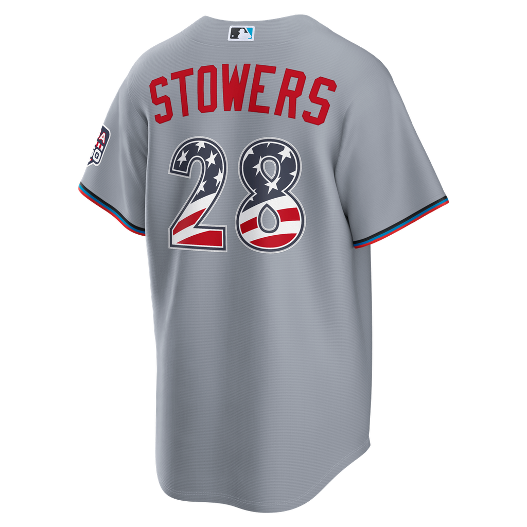 Fourth of July Miami Marlins Kyle Stowers Gray USA 250 Jersey