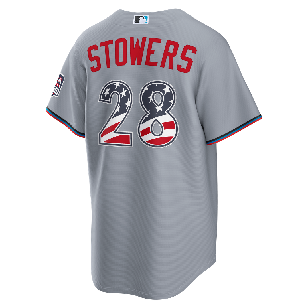 Fourth of July Miami Marlins Kyle Stowers Gray USA 250 Jersey