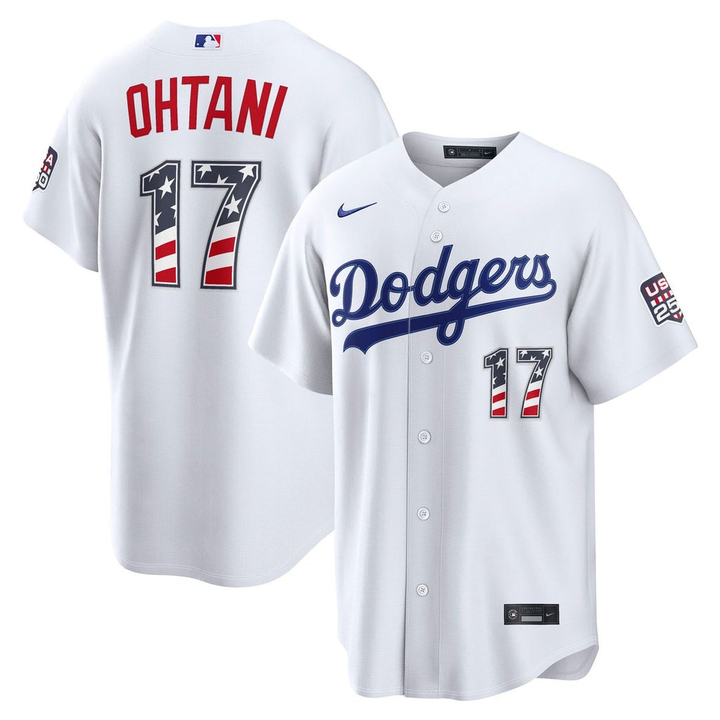 Fourth of July Los Angeles Dodgers Shohei Ohtani White USA 250 Jersey