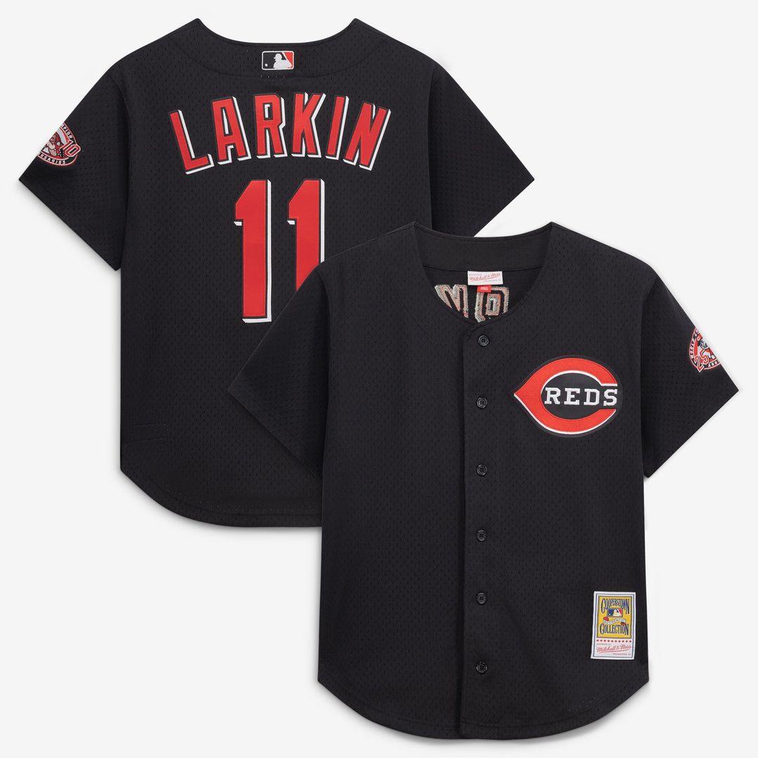 Barry Larkin Cincinnati Reds Throwback Cooperstown Mesh Jersey - Red