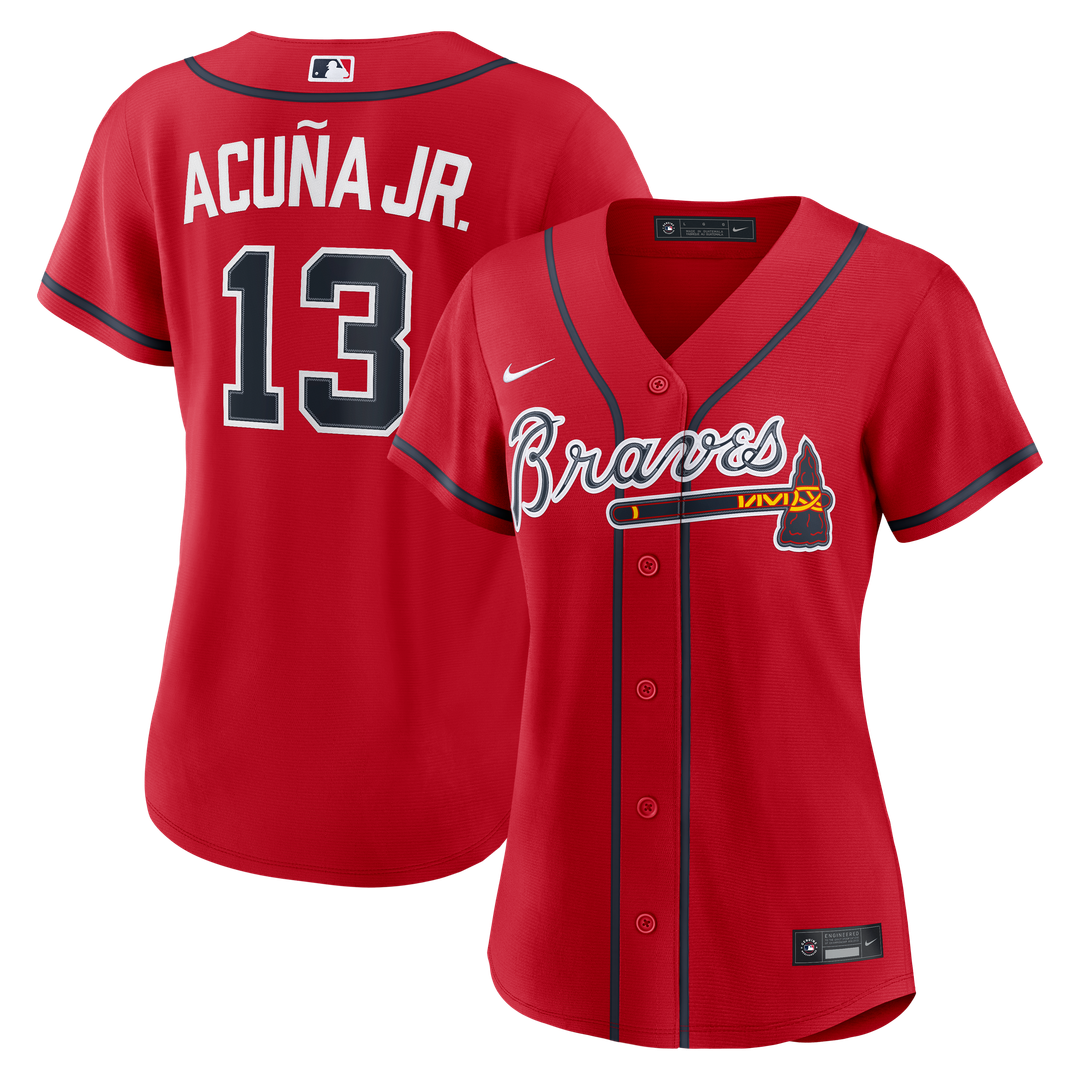 Ronald Acuña Jr. Atlanta Braves Women's Alternate Jersey - Red