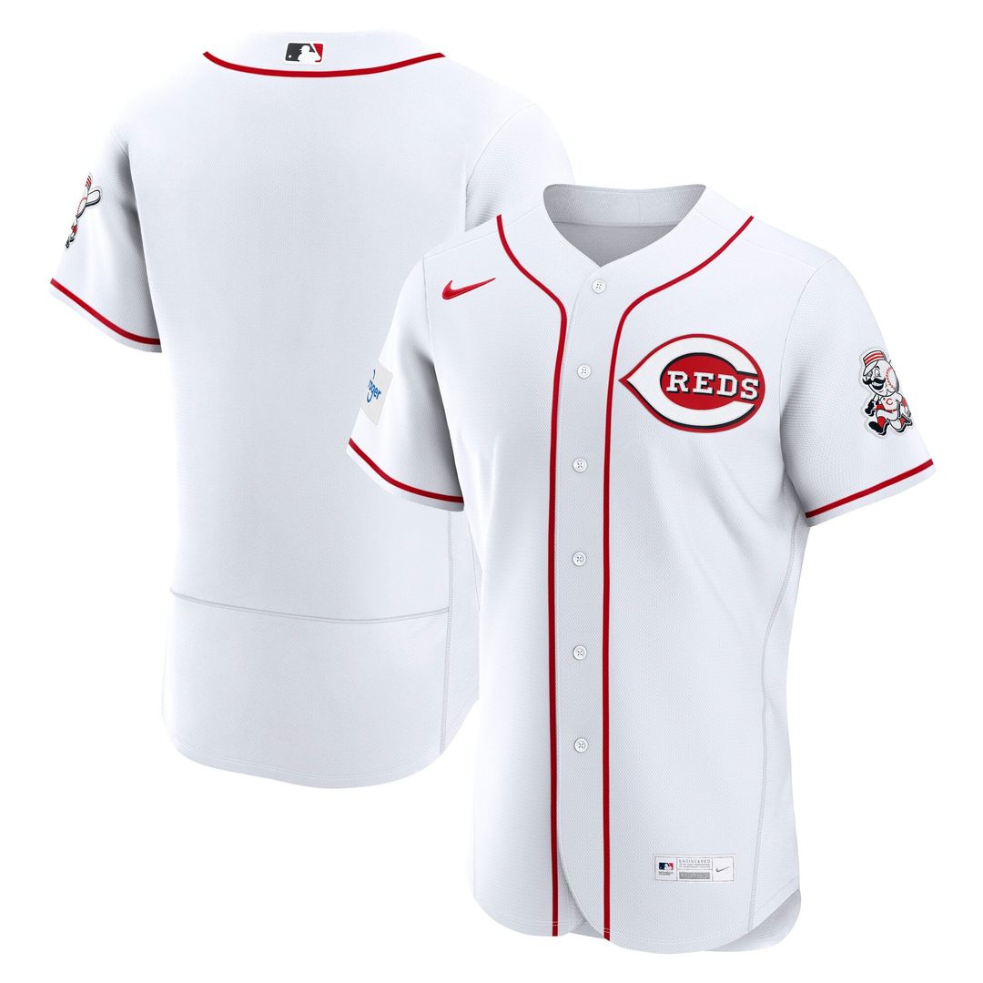 Cincinnati Reds Home Sponsor Patch Jersey - White