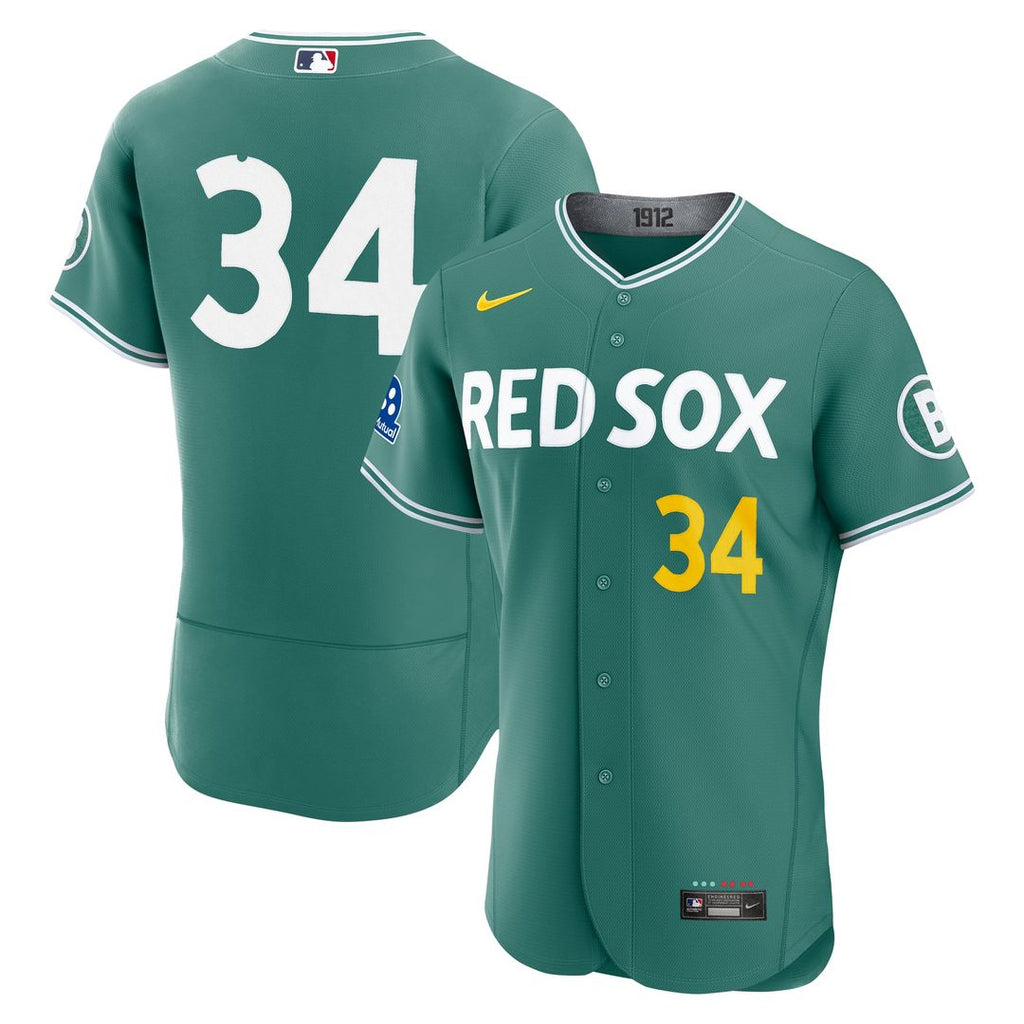 David Ortiz Boston Red Sox Authentic Carry-Over Jersey with Sponsor Patch - Green