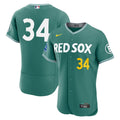 David Ortiz Boston Red Sox Authentic Carry-Over Jersey with Sponsor Patch - Green