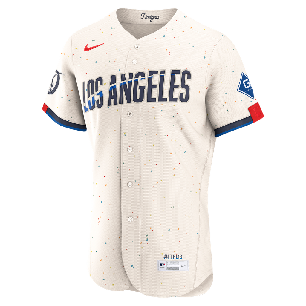 Los Angeles Dodgers Authentic Sponsor Patch Jersey - Cream