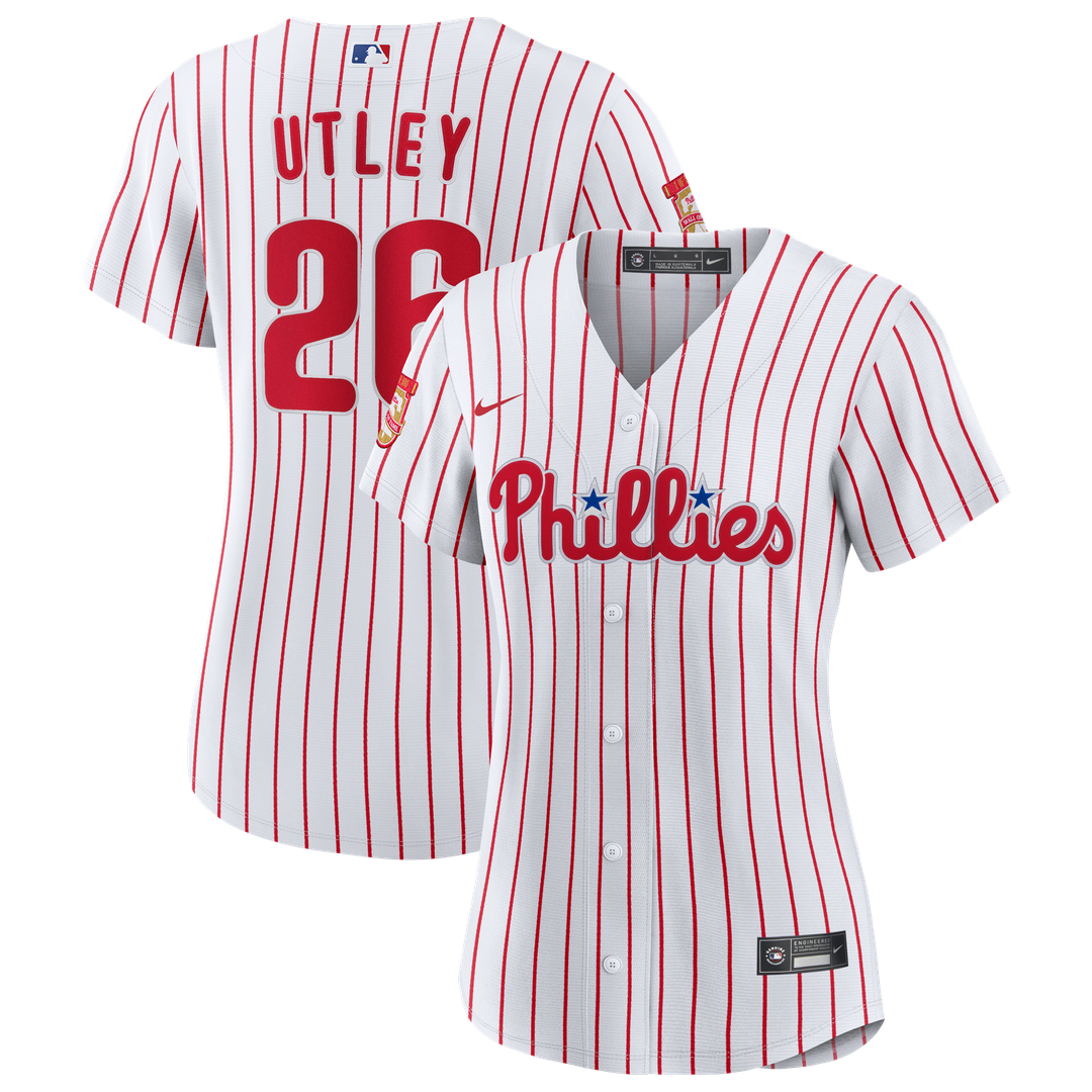 Chase Utley Philadelphia Phillies Women's Home Wall of Fame Patch Limited Edition Jersey - White