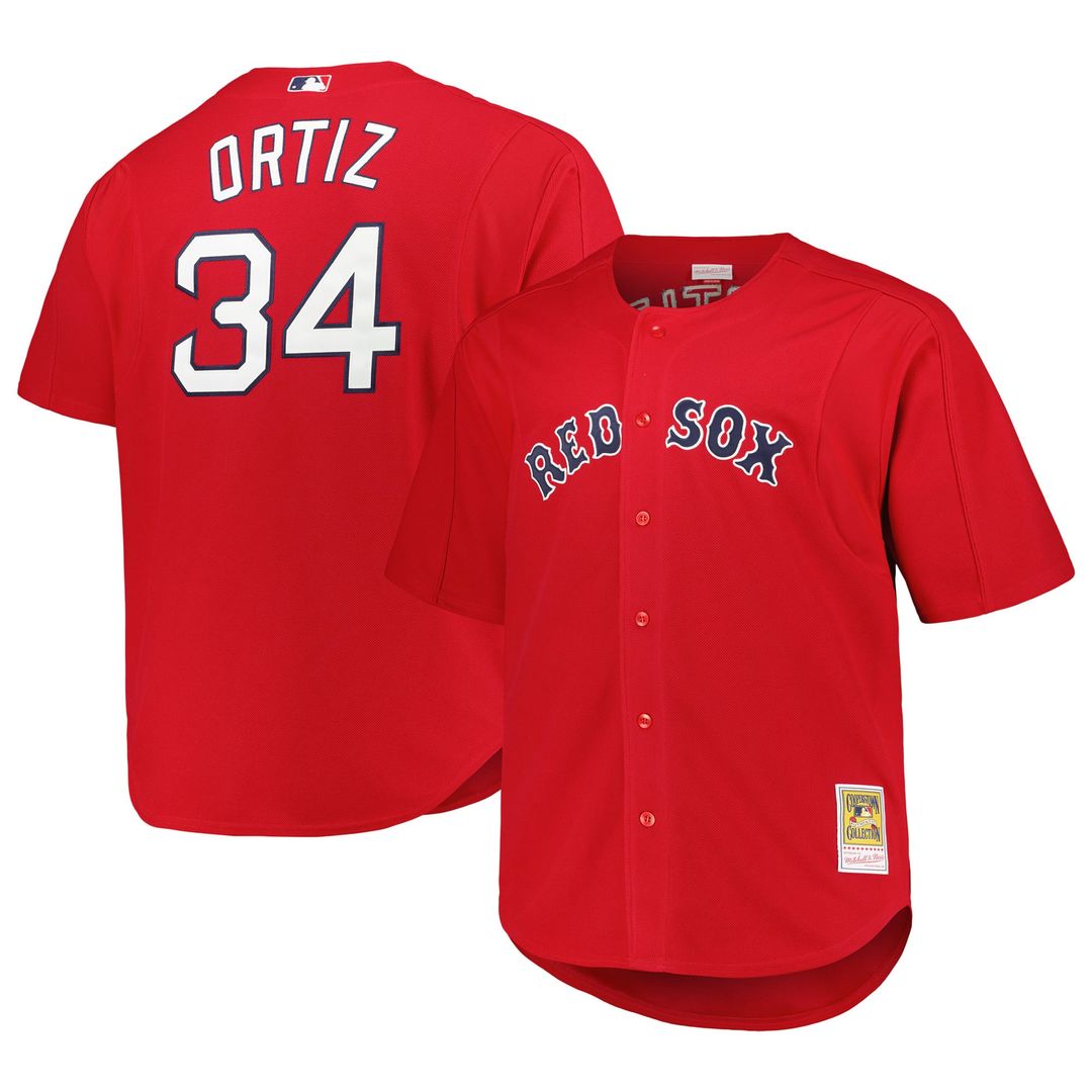 David Ortiz Boston Red Sox Big & Tall Cooperstown Mesh Jersey - Red