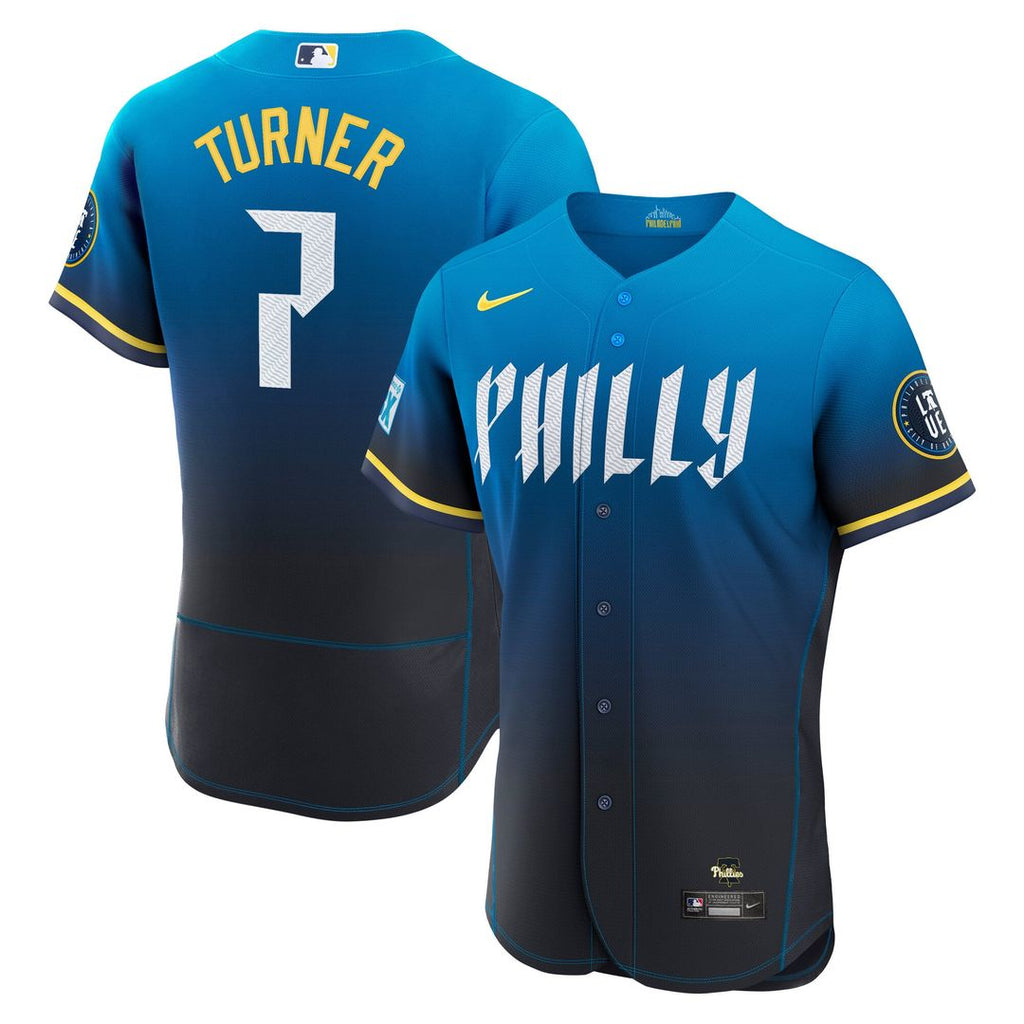 Trea Turner Philadelphia Phillies Authentic Sponsor Patch Jersey - Navy