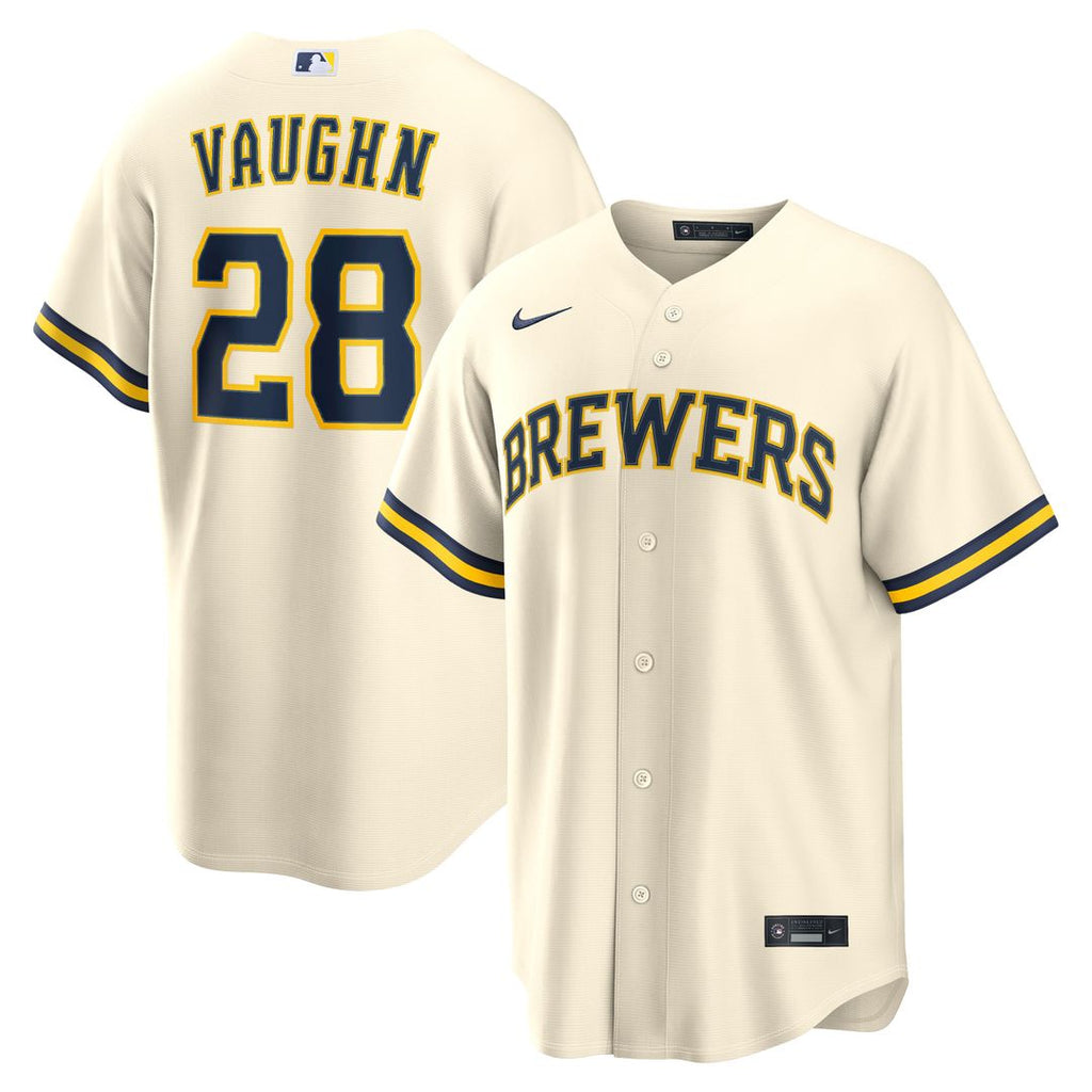 Andrew Vaughn Milwaukee Brewers Home Jersey - Cream