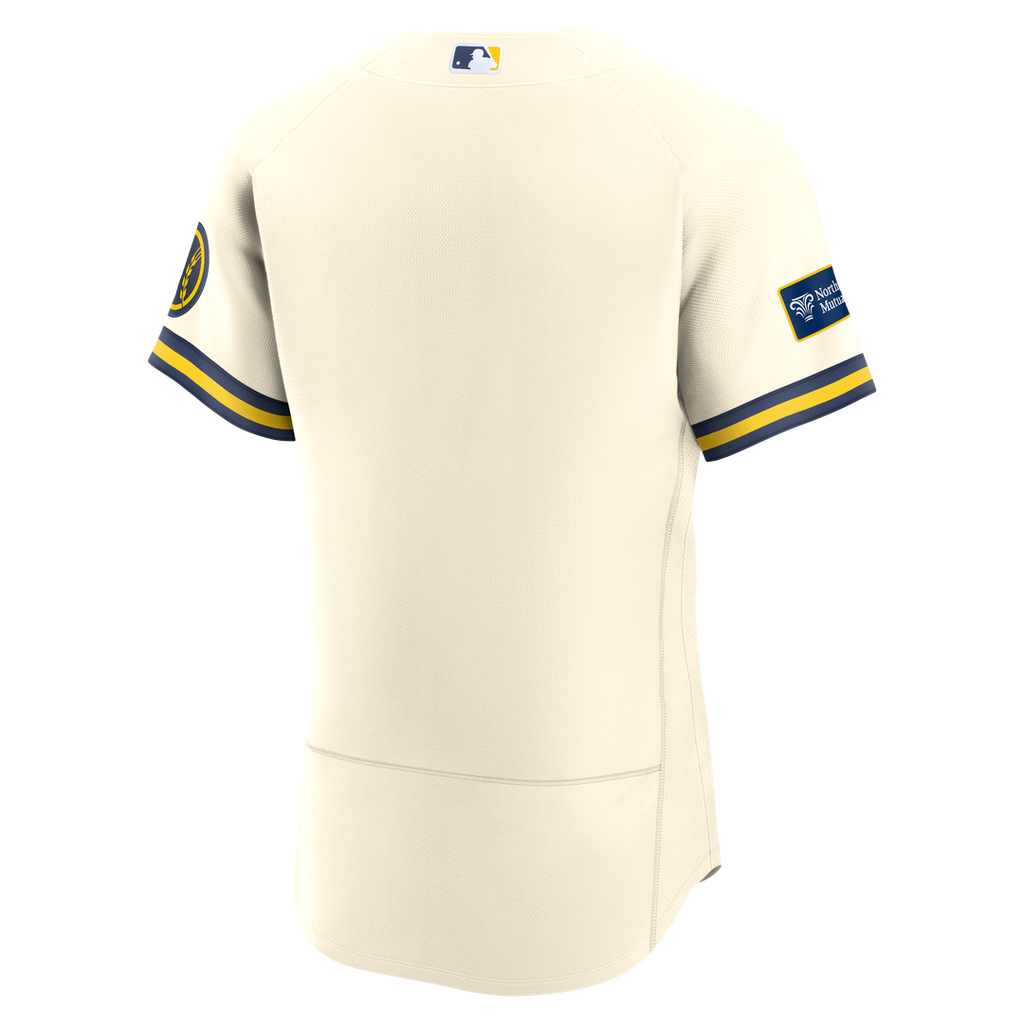 Milwaukee Brewers Home Sponsor Patch Jersey - Cream
