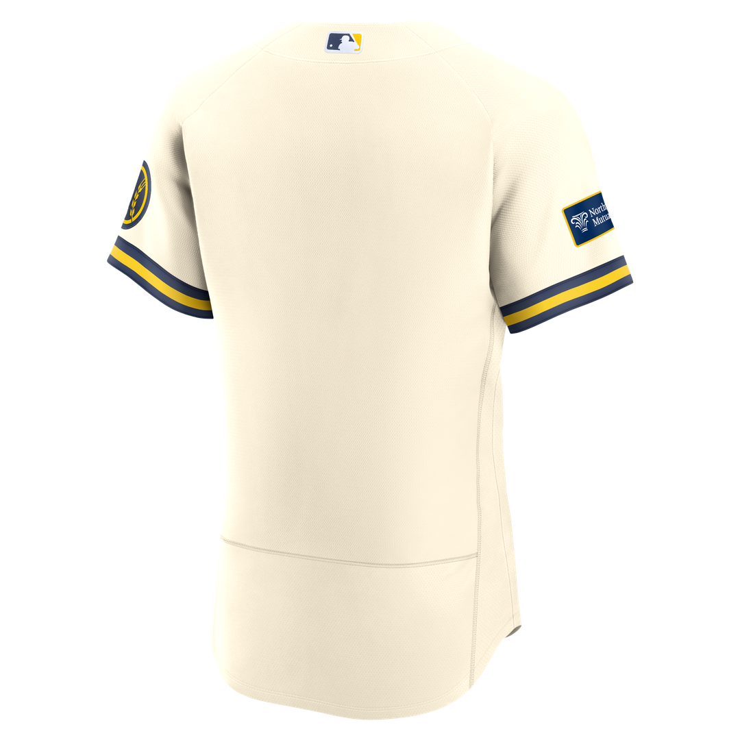 Milwaukee Brewers Home Sponsor Patch Jersey - Cream