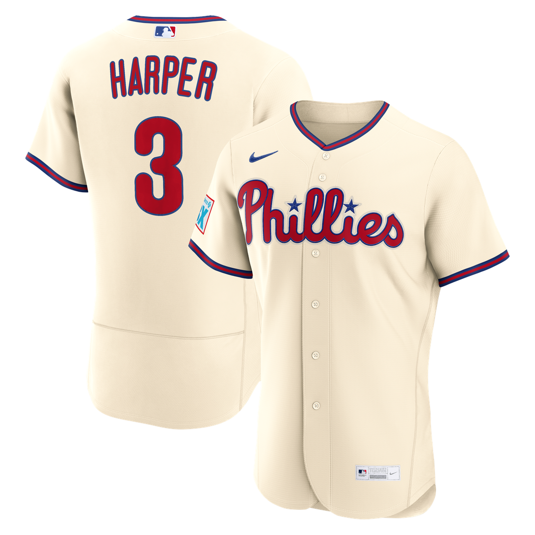 Bryce Harper Philadelphia Phillies Home Authentic Sponsor Patch Jersey - White