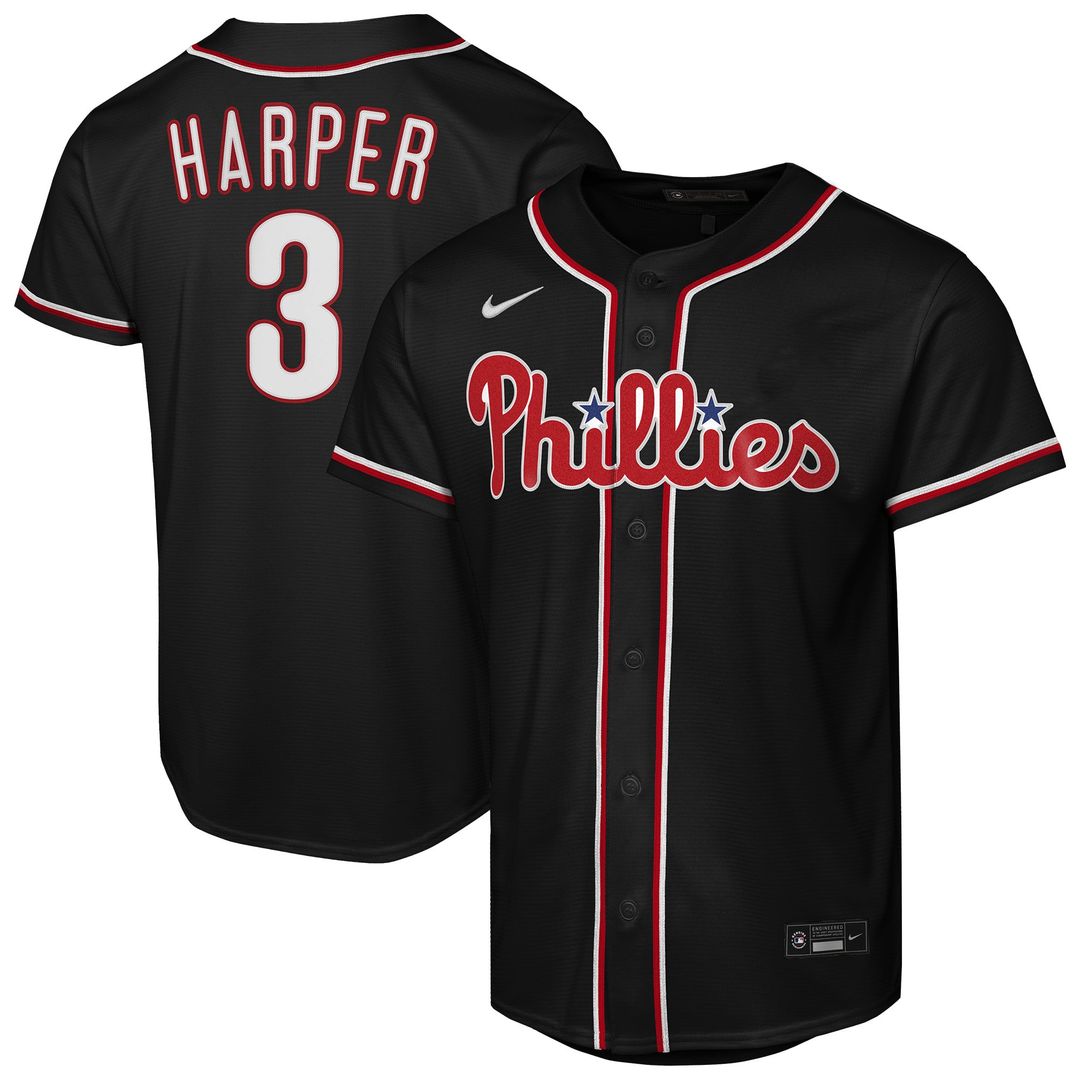 Bryce Harper Philadelphia Phillies Youth Fashion Replica Player Jersey - Black