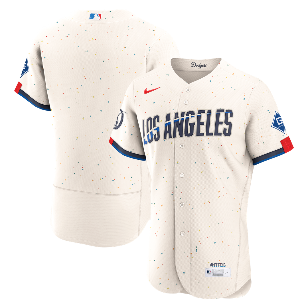 Los Angeles Dodgers Authentic Sponsor Patch Jersey - Cream