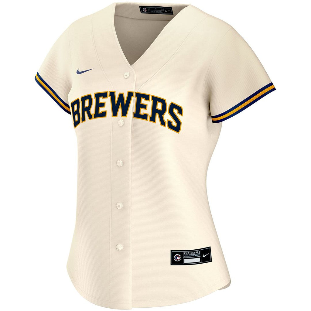 Milwaukee Brewers Women's Home Replica Custom Jersey - Cream