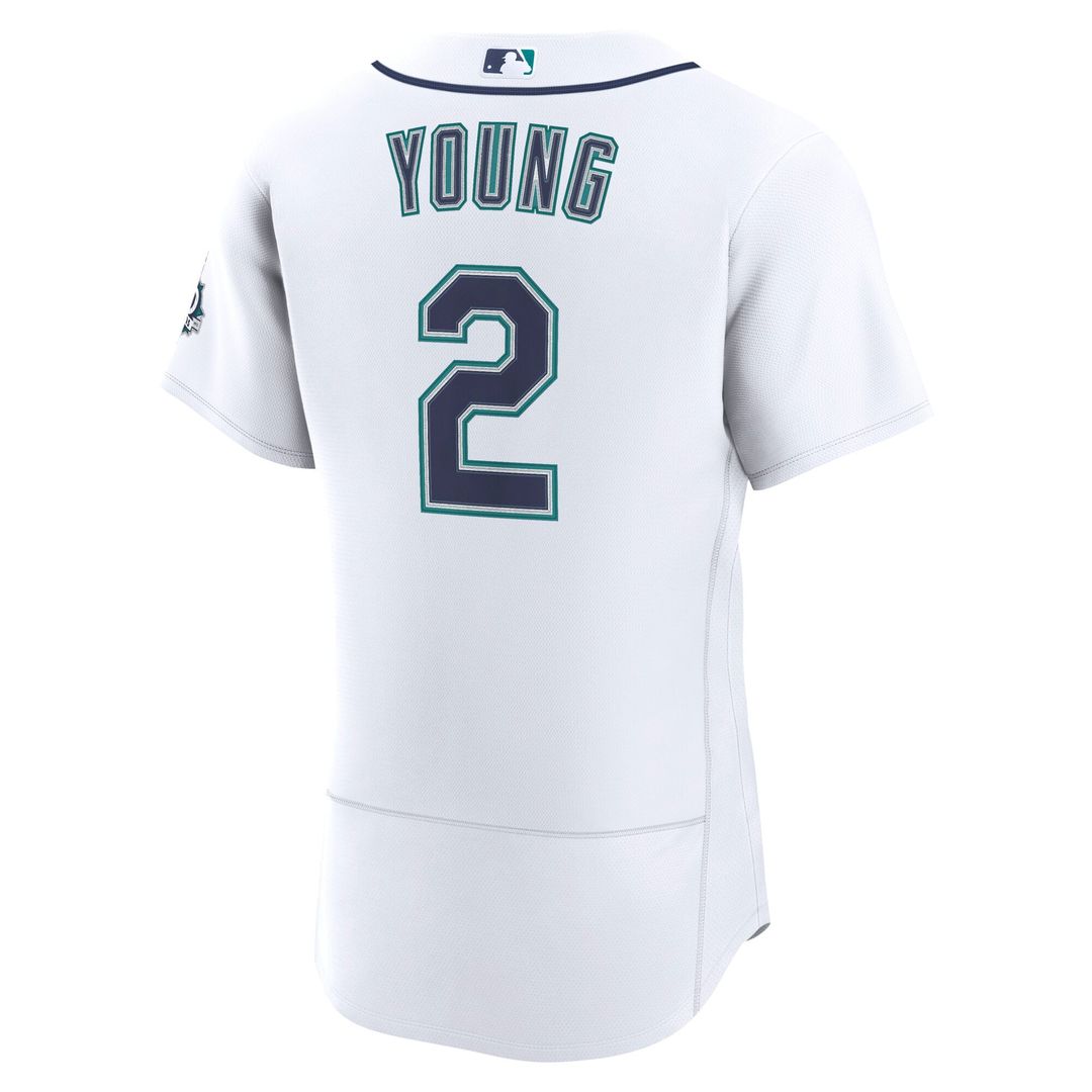 Cole Young Seattle Mariners Home 50th Season Jersey - White