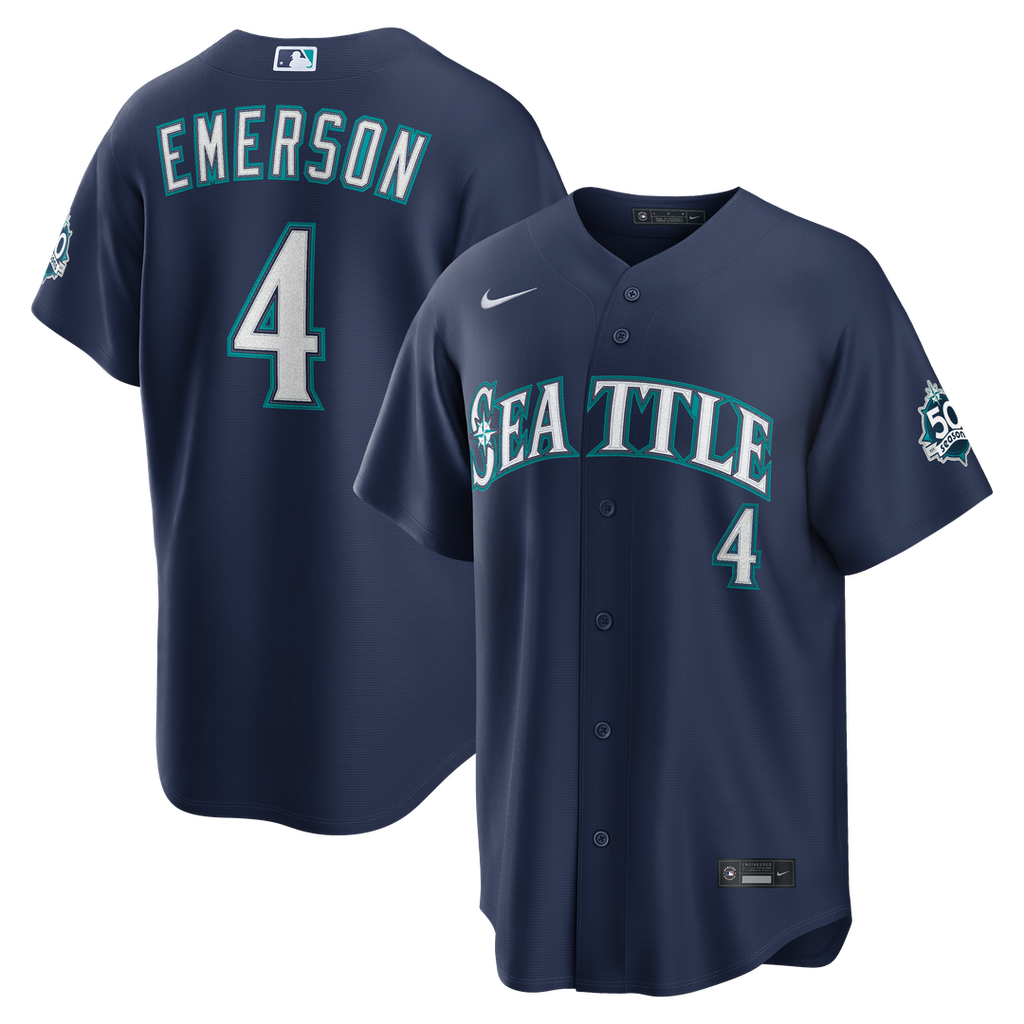 Colt Emerson Seattle Mariners Road 50th Season Anniversary Patch Jersey - Navy