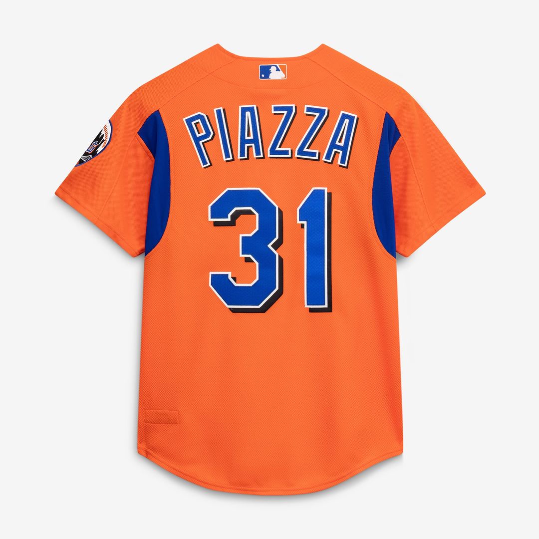 Mike Piazza New York Mets Mesh Batting Practice Button-Up Jersey - Orange